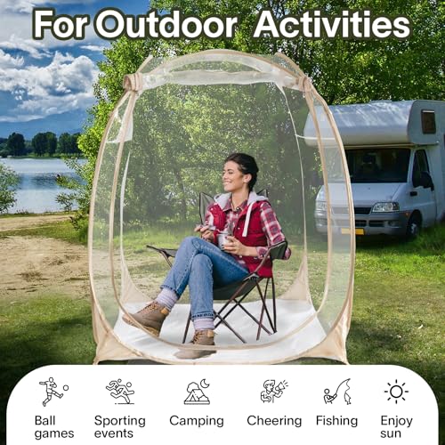 EighteenTek® Pop Up Weather Pod, Sport Pod with Attached Floor, 360° Clear View Window, UPF 50+ UV Protection, Waterproof All-Weather Instant Shelter for Sports Camping Fishing 50"x50"x62"H by PrivatePod - Image 5