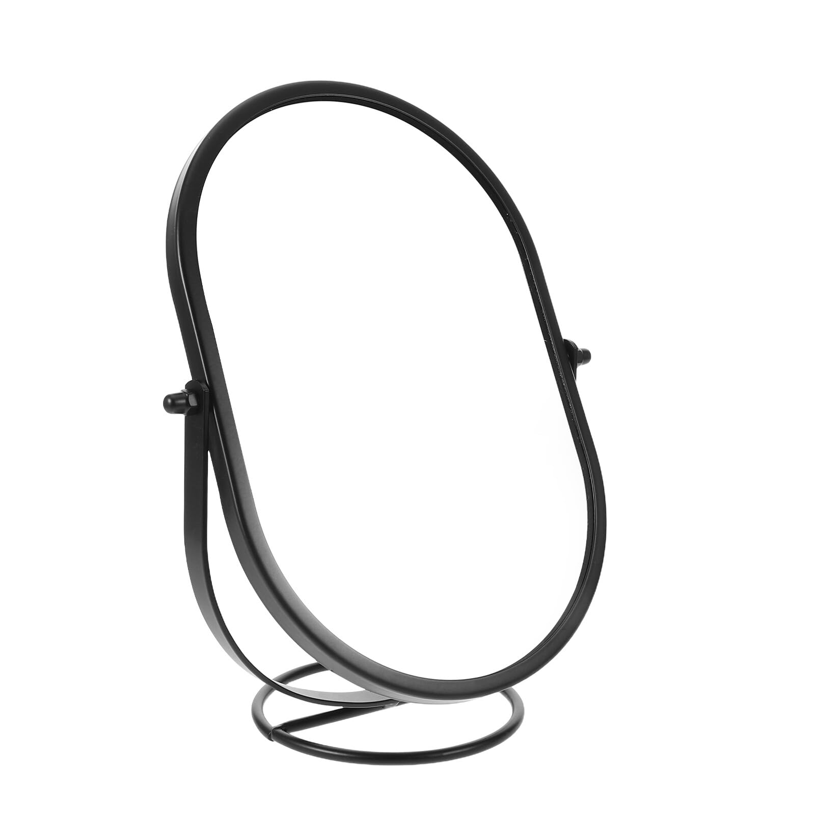 Miroir de Maquillage Ovale Pivotant 360° en Métal Noir pour Bureau