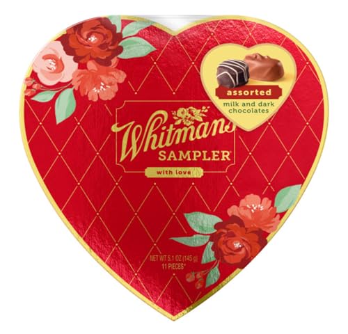 Whitman's Sampler Valentine's Day Heart Shaped Box - Red Floral