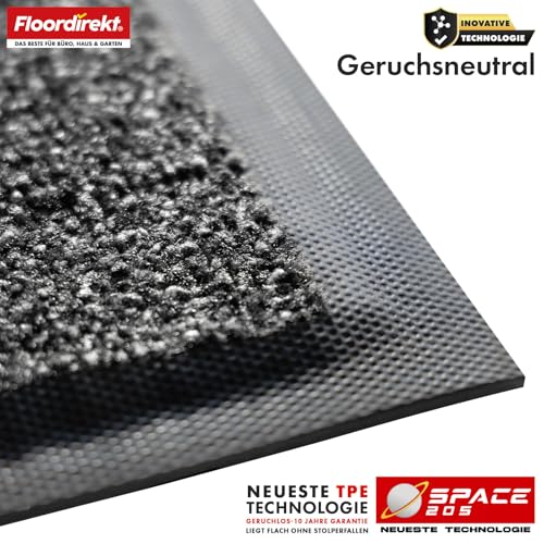 Floordirekt Schmutzfangmatte Space 205 – Rutschfeste Fußmatte mit innovativer TPE-Technologie in Rand und Rückseite – Ideal für Eingänge, Flur und Haustür – Anthrazit – 90x120 cm