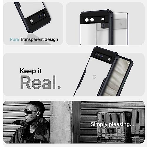 Image of Pikkme Back Cover for Google Pixel 7A | Ultra Hybrid Shockproof Case | Full Camera Protection | Raised Edges | Clear Transparent Bumper Case (Black)