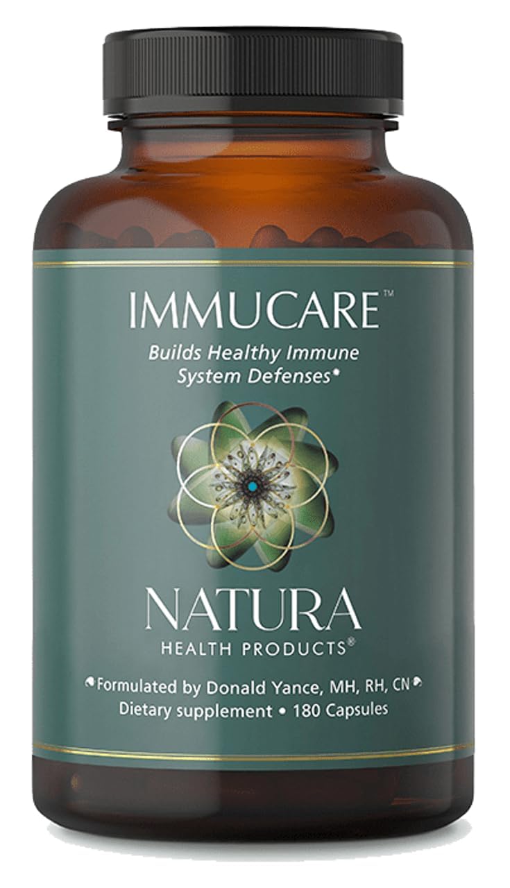 Natura Health ProductsImmuCare Supplement - Promotes Healthy Immune System Function - Featuring Astragalus, Dong Quai, Millettia, Cordyceps, Echinacea, Atracylodes and Cat's Claw (180 Capsules)