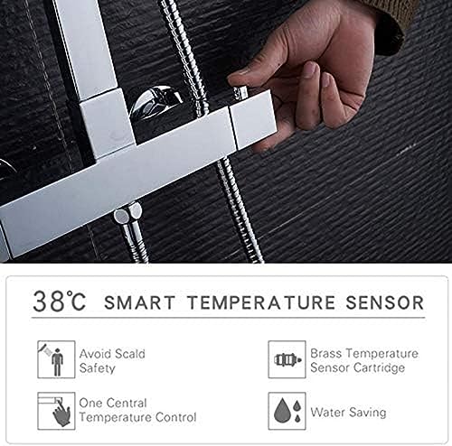 Ensemble de douche thermostatique chromé avec robinet de bain constant - 6