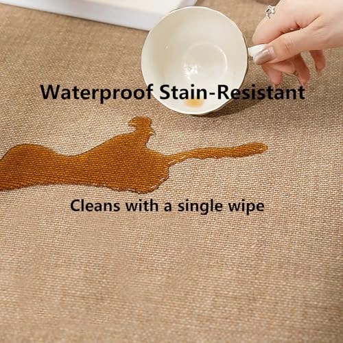 Tapis de sol pour salon, texture unie, aspect jute synthétique, antidérapant, résistant aux taches, lavable