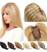 JGS1996 Hair Toppers for Women Real Human Hair Topper with Bangs 100% Remy Human Hair Wigs Clips ...