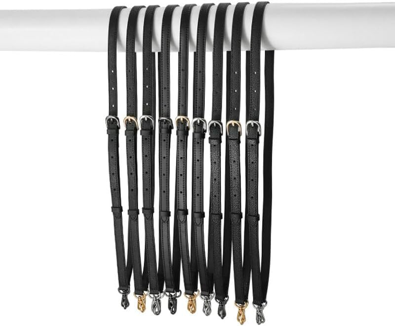 0.47" Width Leather Bag Strap for Purse Replacement Strap for Crossbody Bag Adjustable Purse Strap Gold Clasp Litchi Black image 3