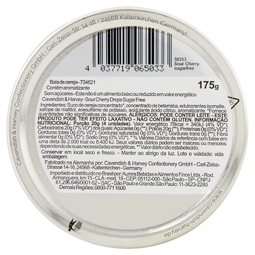 Cavendish & Harvey, Bala de Cereja Zero Açúcar, Lata 175g