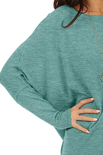Miholl Womens Long Sleeve Shirts Boat Neck 2024 Fall Trendy Tops Tunic Loose Shirts Basic Blouses thumb #3