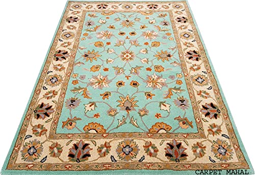 Image of Carpet Mahal Export Quality Handmade Tuffted Pure Woollen Carpet for Living Room Bedroom Size 5 x 7 feet (150X210 Cm) Color-Multi