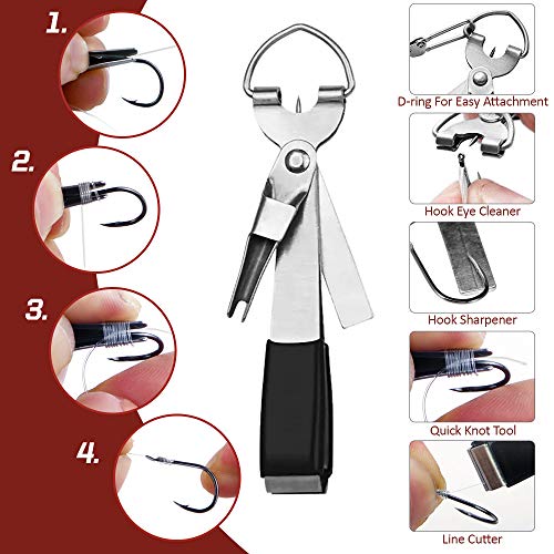 Chaveiro, Romacci Ferramenta de Nó Rápido de Pesca 4 em 1 com Porta-Chaves Retrátil Ferramentas de P