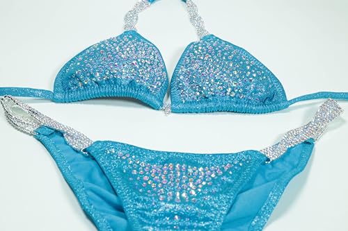 Turquoise Women's Competition Bikini Set, Top: A/B and C/D, Bottom Hip Size: S 28-31, M 32-34, L 34.5-36 Inches4