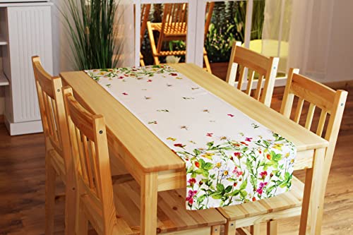 Kamaca Series Meadow Flowers and Butterflies High-Quality Print Motif with Flowers An Eyecatcher in Spring Summer (Table Runner 40 x 140) - Image 2