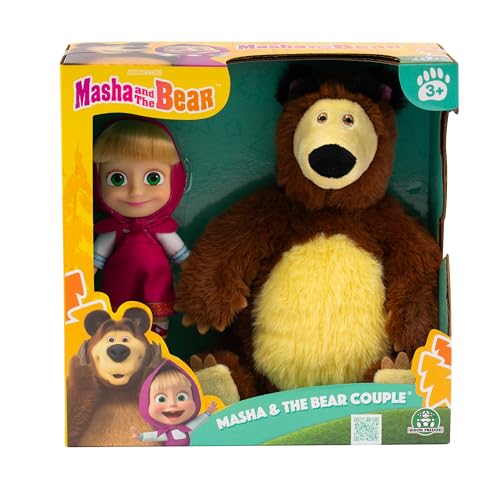 Masha and The Bear Toy Set - 12 cm Masha Doll & 20 cm Soft Bear Plush from the Hit TV Series - Suitable for Kids Aged 3+ - Image 2