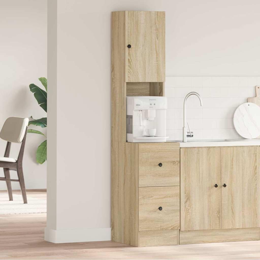 vidaXL Armoire de Cuisine Beige 35 x 50 x 180 cm Bois d'ingénierie, Rangement de Cuisine stylé, Meuble rectangulaire Robuste, Bois d'ingénierie Fonctionnel, unité intérieure avec étagères