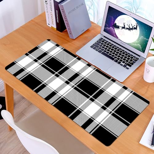 KDWJS Tappetino per mouse XXL Speed Gaming – 90x40 cm – XXL Mousepad – base antiscivolo – migliora la precisione e la velocità – Disegno astratto di strisce tartan nere, grigie e bianche KDWJS Tappetino per mouse XXL Speed Gaming – 90x40 cm – XXL Mousepad – base antiscivolo – migliora la precisione e la velocità – Disegno astratto di strisce tartan nere, grigie e bianche