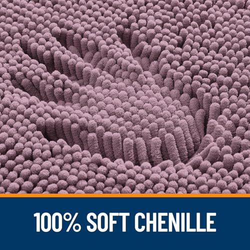 Image of OLANLY Bathroom Rugs Sets 2 Piece, Soft Absorbent Chenille Bath Mats and U-Shaped Contour Toilet Mat Area Rug Set, Machine Washable Bath Carpet, Home Decor Accessories(30 inchx20 inch+24 inchx20 inch, Deep Plum)