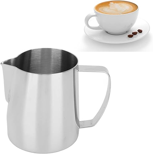 Taza espumadora de leche para café, 24 onzas  23.7fl oz, jarra espumosa de acero inoxidable para café expreso, capuchino, latte (acero inoxidable)