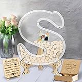 Ozinna Personalized Transparent Wedding Guest Book Alternative, Custom Acrylic Guest Book Drop Box with Stand, Plywood Box, 100 Wooden Hearts, Shadow Box for Wedding, Baby Shower, Anniversary