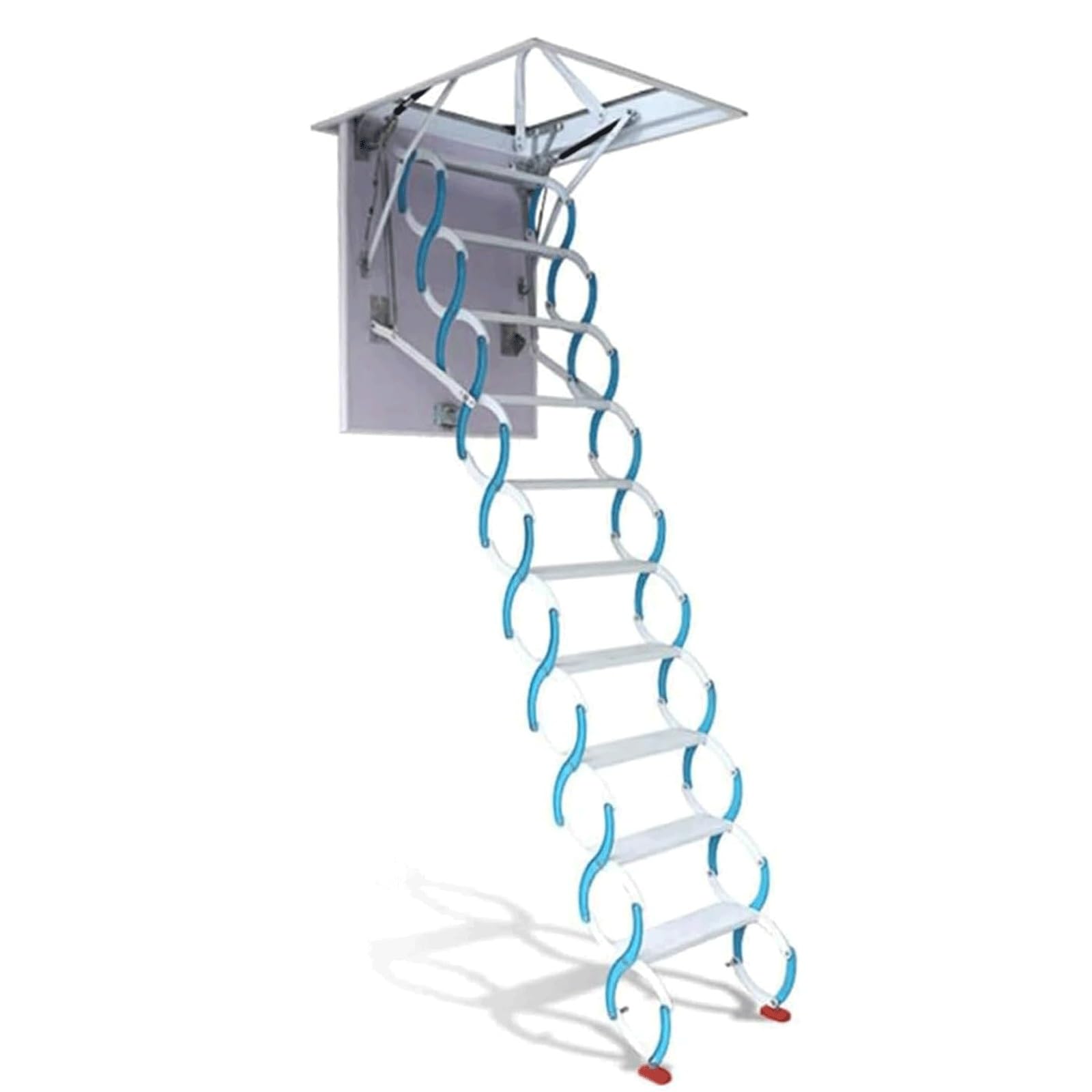 MUYRJLZX Electric Attic Stair Attic Ceiling Ladder Ceiling Stairs Pull Down Loft Ladder Folding attic Stairs Titanium Magnesium Telescopic Ladder Strong(Blue,70 * 100cm)
