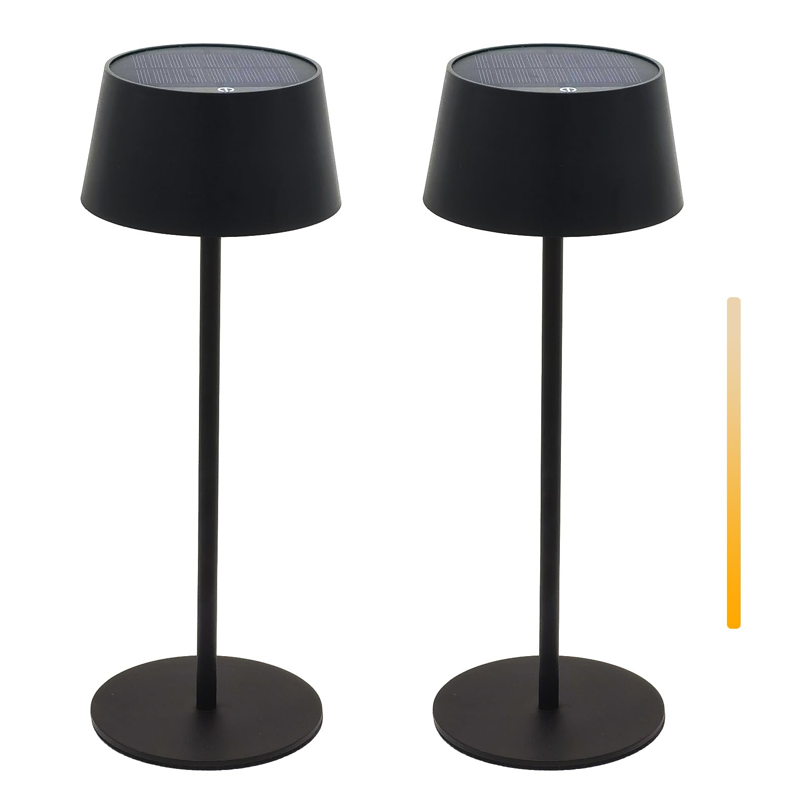 ANTELA Lampada da Tavolo Senza Fili a Energia Solare per Interni ed Esterni | 3000K Dimmer Touch, Ricaricabili via USB e Solare, Portabile, per Ristoranti, Terrazze, Nero, 2 Pezzi