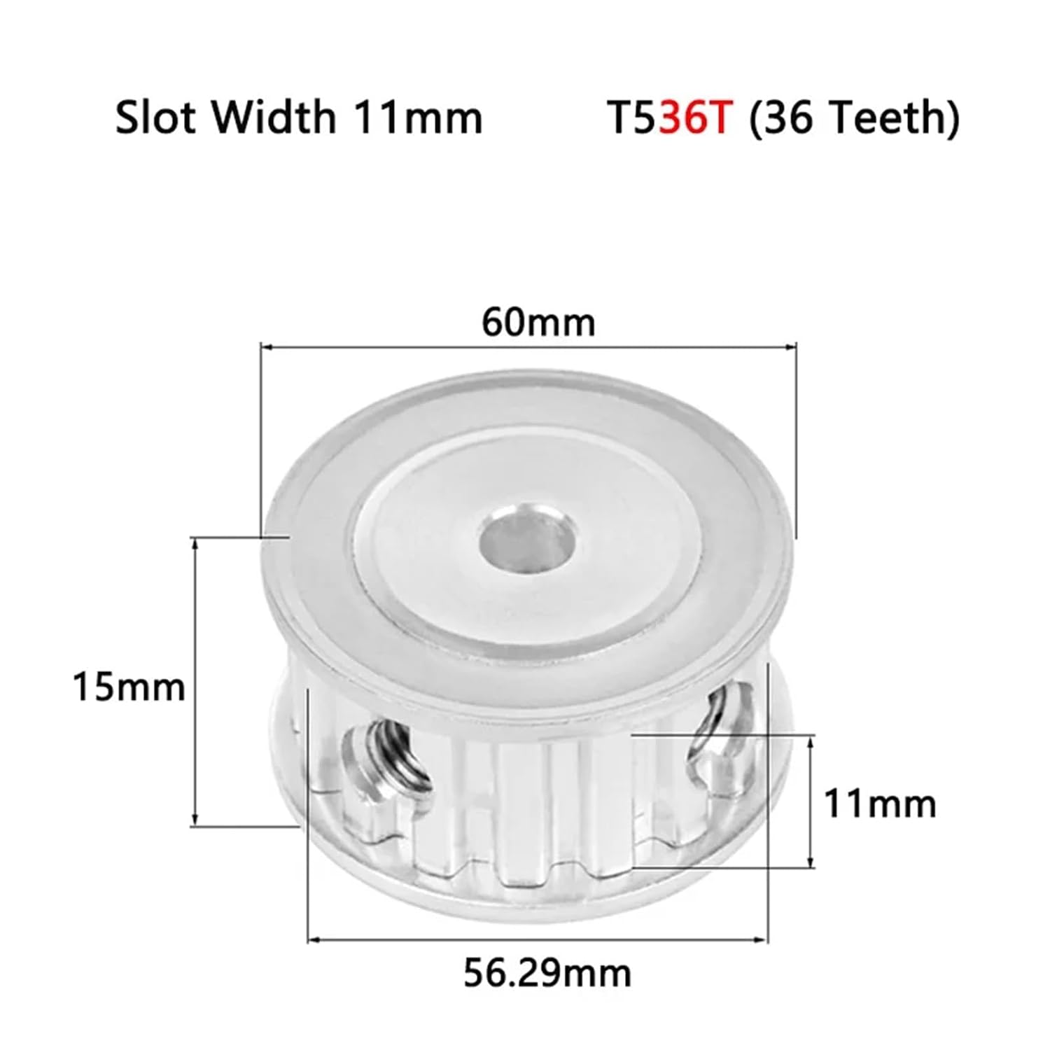 36 Teeth T5 Timing Pulley Bore 5 6 8 10 12 14 15 19 20mm for Width 10mm 15mm T5 Synchronous Belt 36T AF Type 1Pcs(15mm (Keyway 5mm),16mm)