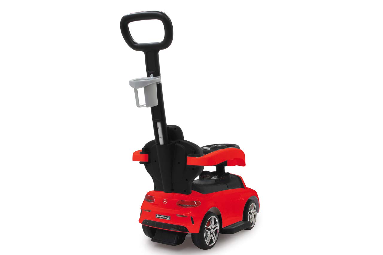 Jamara 460446 - Correpasillo Mercedes-AMG C 63 Rojo 3en1 – Antivuelco, Asiento en Piel sintética, Sonidos, Luces, Protección Lateral, Soporte con función de dirección