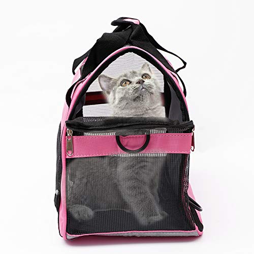 MuchL Cat Carrier Soft-Sided Pet Travel Carrier for Cats Dogs Puppy and Small Animals Pet Carrier Comfort Portable Foldable Pet Travel Bag Airline Approved (Small Size)(Pink) - Thumbnail 5