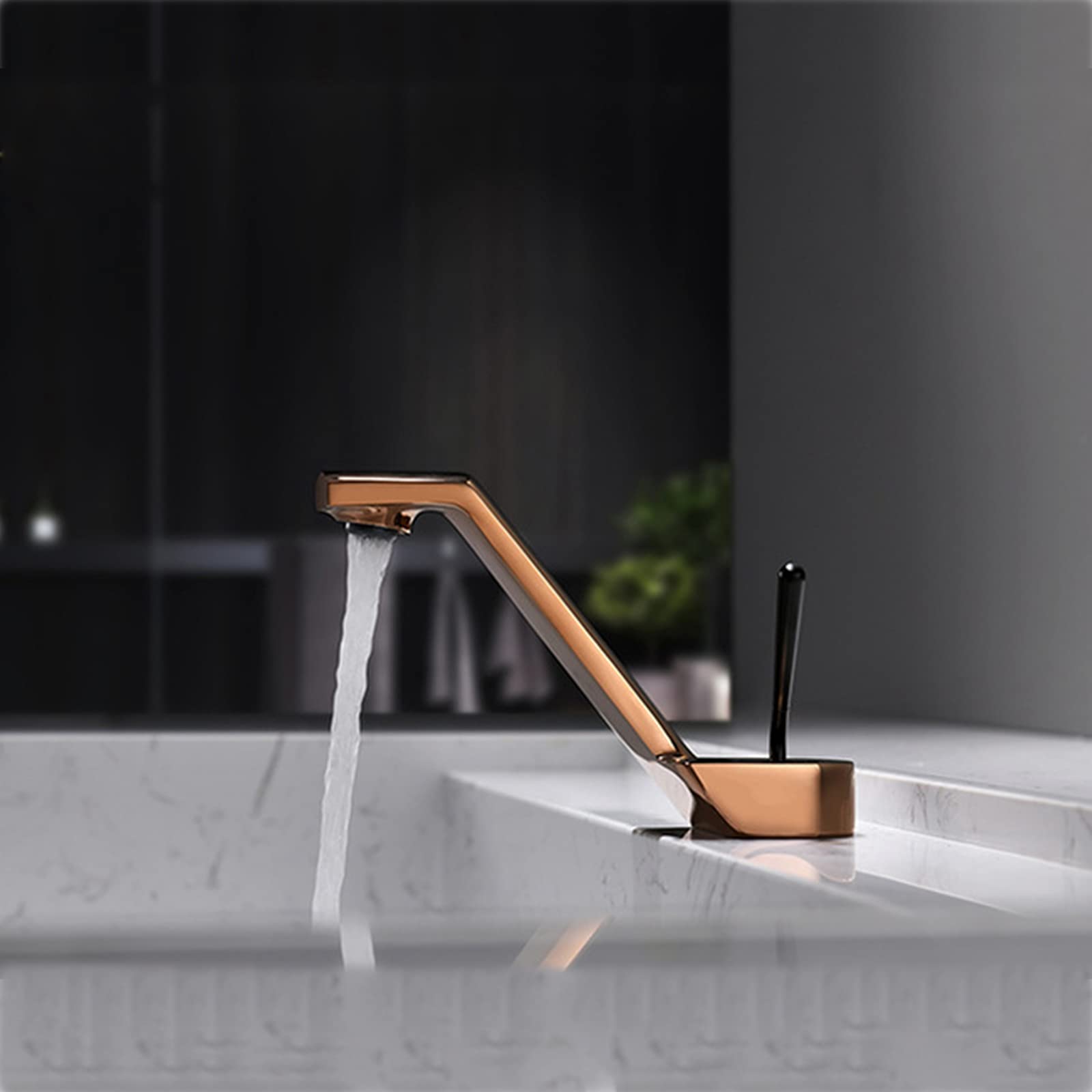 Mitigeur d'eau froide et chaude pour lavabo de salle de bain en laiton gris pistolet