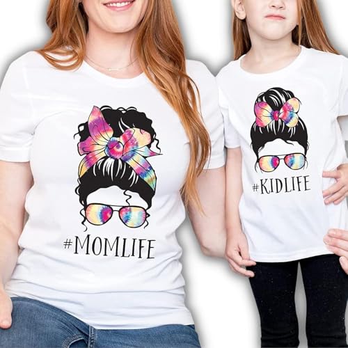 Mommy and Me Messy Bun Matching Tshirts, Momlife Kidlife Tshirt, Mama Mini Matching Outfit, Mothers Day Gift2