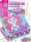 PURPLE LADYBUG Sparkly DIY Wooden Jewelry Box Craft for Girls 8-12 with 1500+ Non-Toxic Gems - Christmas & Birthday Gift for 4 5 6 7 8 9 10 11 12 Girl, Girls Toys 8-10 - Mosaic Mermaid Unicorn Design