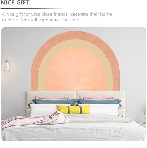 Miniatura 5 de Uonlytech Adhesivos de pared para dormitorio, calcomanía bohemia para decoración de pared del hogar, cabecera de medio círculo, decoración bohemia,