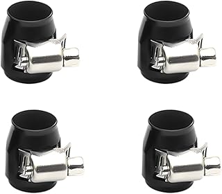 BESULEN 4PCS 4AN Car Hose Finisher Clamp, Flexible Rubber Fuel Line Hose Pipe Clamps Connector with Screw Band, Aluminium Automotive Oil Water Gas Line Tube Clip, Universal for SUV Truck RV