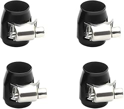 4PCS 4AN Car Hose Finisher Clamp, Flexible Rubber Fuel Line Hose Pipe Clamps Connector with Screw Band, Aluminium Automotive Oil Water Gas Line Tube Clip, Universal for SUV Truck RV