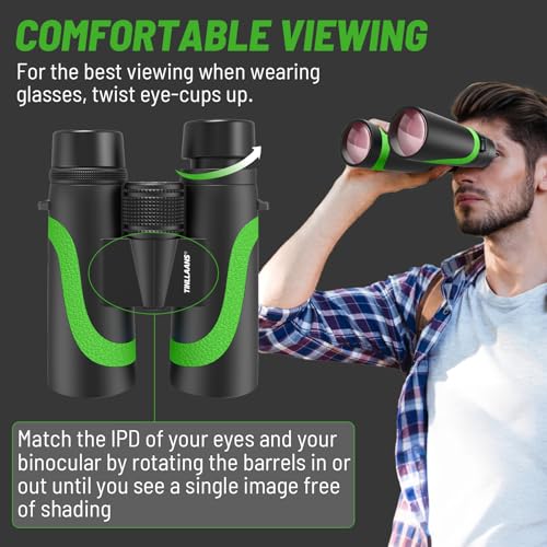 Image of 15x55 UHD Binoculars for Adults High Powered with Phone Adapter - Large View, BAK4 Prism, Waterproof, Lightweight for Bird Watching, Hunting, Cruise, Travel, Camping (Green)