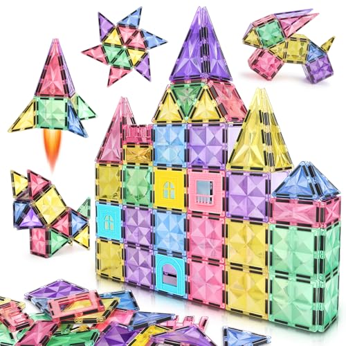 BBMVP Magnetic Building Tiles 68 PCS Magnets Stacking Kids Toys STEM Sensory Games Educational Construction Toys Christmas Toy Gift for Boys and Girls 3 4 5 6 7 8 9+Year Old