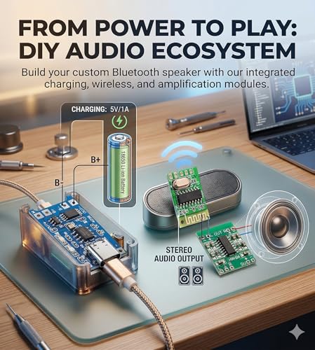 Image of 3-in-1 Combo of PAM8403, Bluetooth Audio Receiver and TP4056 Micro USB Charging Module (TP4056- Micro)