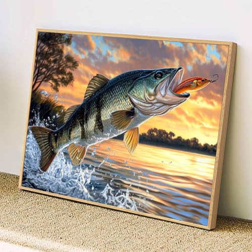 Broderie Diamant Poisson 5D Kit Complet Carré 40x50 cm