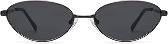 Retro Oval Cat Eye Sunglasses for Women, Vintage Metal Frame with Spring Hinge, Trendy Fashion Glasses AP3730