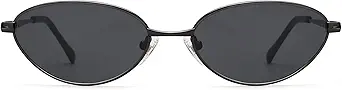 Retro Oval Cat Eye Sunglasses for Women, Vintage Metal Frame with Spring Hinge, Trendy Fashion Glasses AP3730