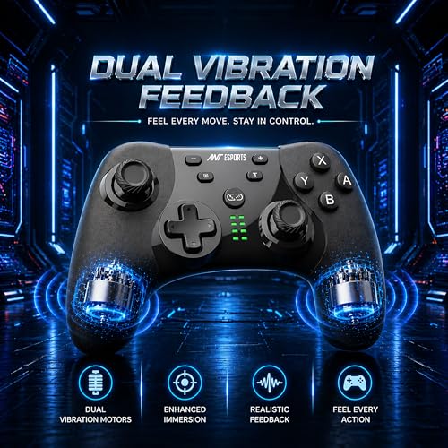 Image of Ant Esports Cosmos 3-Mode Wireless Gaming Controller, Hall Effect Precision Joysticks with Hall-Linear Triggers, Bluetooth 5.3, 2.4GHz, Fast Type-C Charging for PC, Switch, Android TV, Mobile- Black