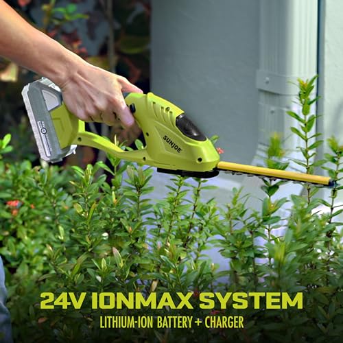 Image of Sun Joe 24V-SSEG-LTE 24-Volt Cordless Handheld Shrubber + Trimmer, Kit (w / 2.0 Ah Battery + Quick Charger), 12 x 4 x 4 inches