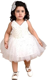 PRIMROSES Cream net Leaf Frock | Regular | V Neck | Full Sleeves Price In India