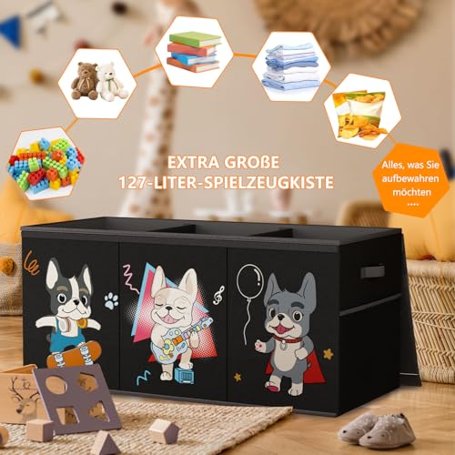 VERONLY Aufbewahrungsbox Kisten Aufbewahrung mit Deckel Kinder - Spielzeugkiste Groß 128L Faltbar Spielzeug Aufbewahrung mit Griffen für Kinderzimmer Kleidung Bücher Schlafzimmer(96x34x39cm)