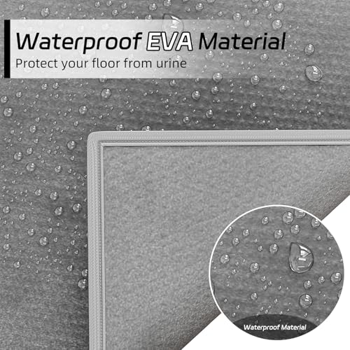 Tapis de litière pour chat EVA imperméable double couche alvéolé gris XL