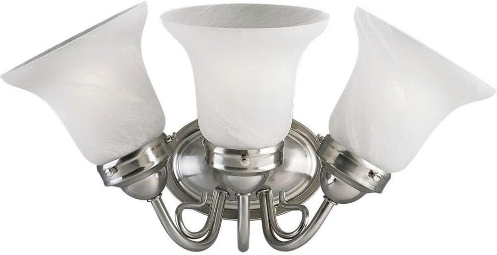 Bedford Collection 3-Light Etched Alabaster Glass Traditional Bath Vanity Light Brushed Nickel