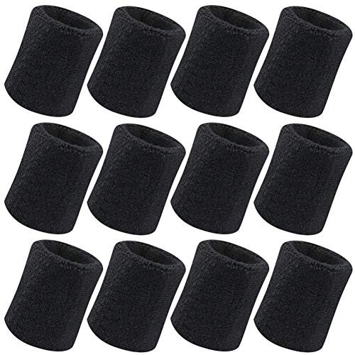 Vidillo Bandeau de Transpiration, 12 Bracelet Bande Sport Poignet, 4 Pouces de Sport Bandeau de Poignet en Coton Doux pour épaissir, pour Le Basket-Ball de Football de Gymnastique