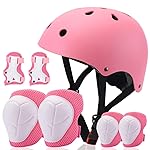 Besttravel Kids Helmet with Pads Set, Toddler Adjustable Toddler Bike Helmet Age 5 and Older Boys Girls Multi-Sports Safety (Pink with Pads)