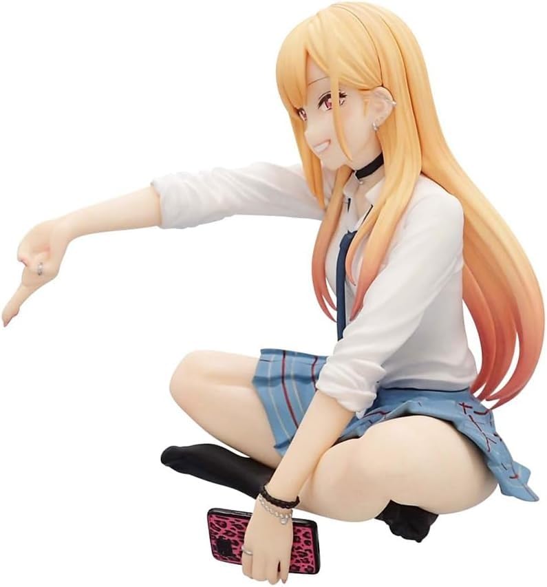 Image of Marin Kitagawa Sitting Pose Anime Figure - 15cm My Dress-Up Darling Blush Smile School Girl in Cross-Leg Sitting Action Figure for Desk, Shelf & Home Decor | Gift for Friends & Anime Fans