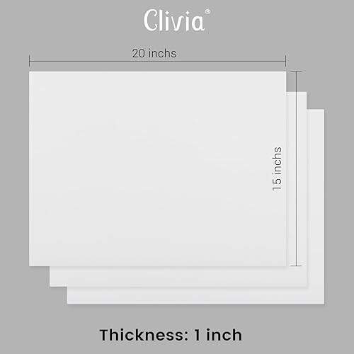 Miniatura 5 de CMI - Tabla de cortar de grado comercial para cocinas, juego de tablas de cortar, tabla de cortar de plástico blanco grueso, 20 x 15 x 1 pulgada,