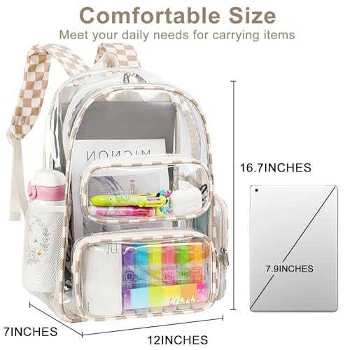 Image of BTOOP Clear Backpack Heavy Duty Transparent Backpack 17 inch See Through Bookbag for College Work Festival Security with Padded Strap Large Capacity